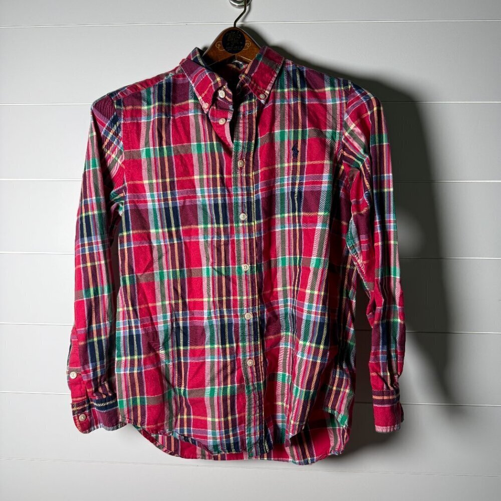 Ralph Lauren Boys Long Sleeve Button Down Plaid Shirt Size L (14-16)